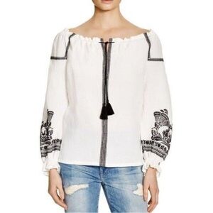 NWOT MAJE Paris Embroidered Off-Shoulder Peasant Blouse – Size 1 (S)